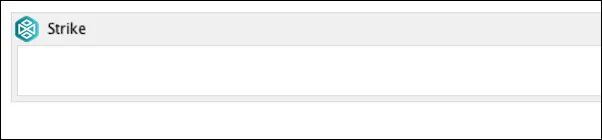Macro placeholder showing selected text with red strikethrough applied