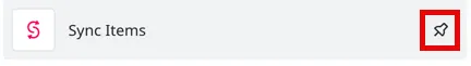 Click the associated pin icon to attach Sync Items to the Miro toolbar.
