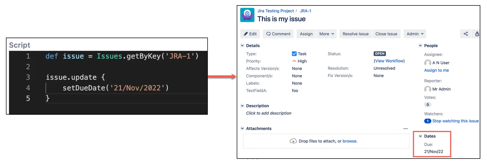 Image showing how to update due date fields