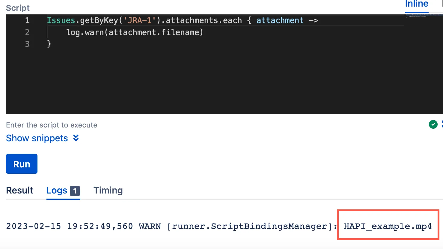 Issue details page showing the attachments section with a list of available files.