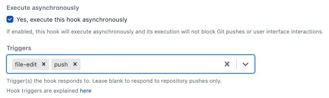 Selecting the Execute asynchronously option in the post-hook configuration UI