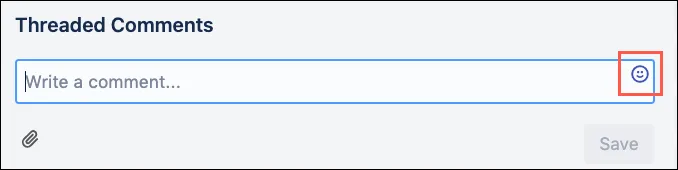Emoji icon highlighted in the toolbar to open the Emoticon Selection menu