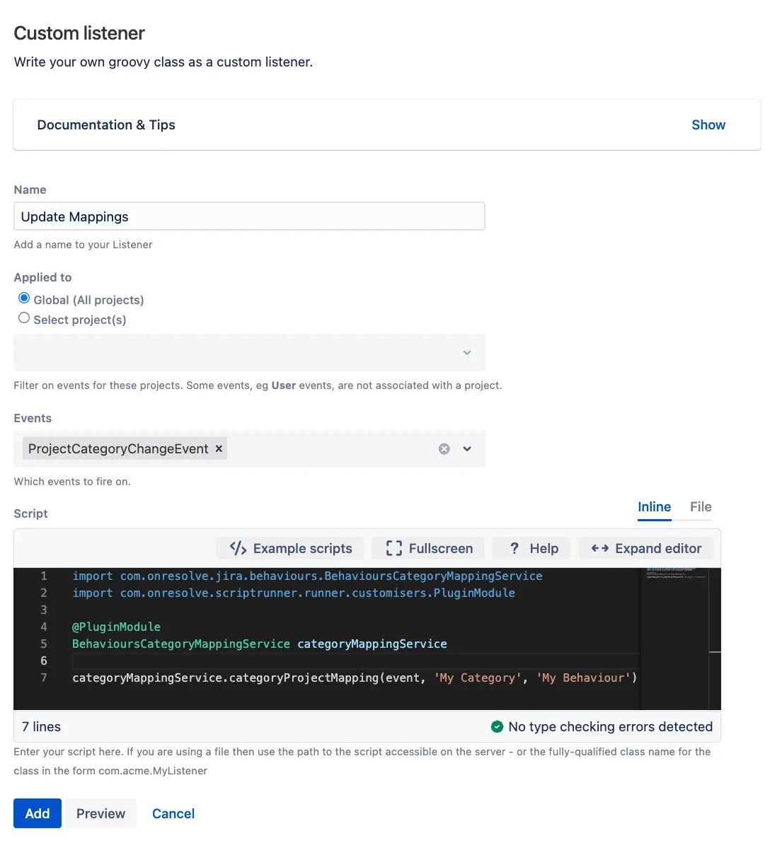 Category mappings configuration