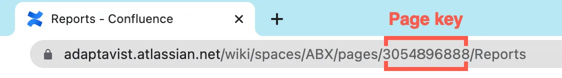 The page key highlighted in the URL.