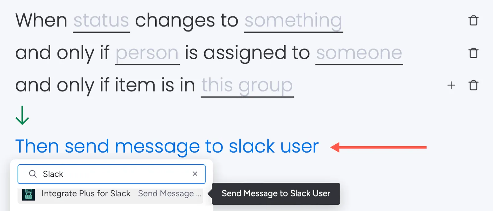 Custom message to Slack user