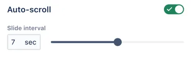 Presentation settings panel showing the auto-scroll toggle and slide duration slider