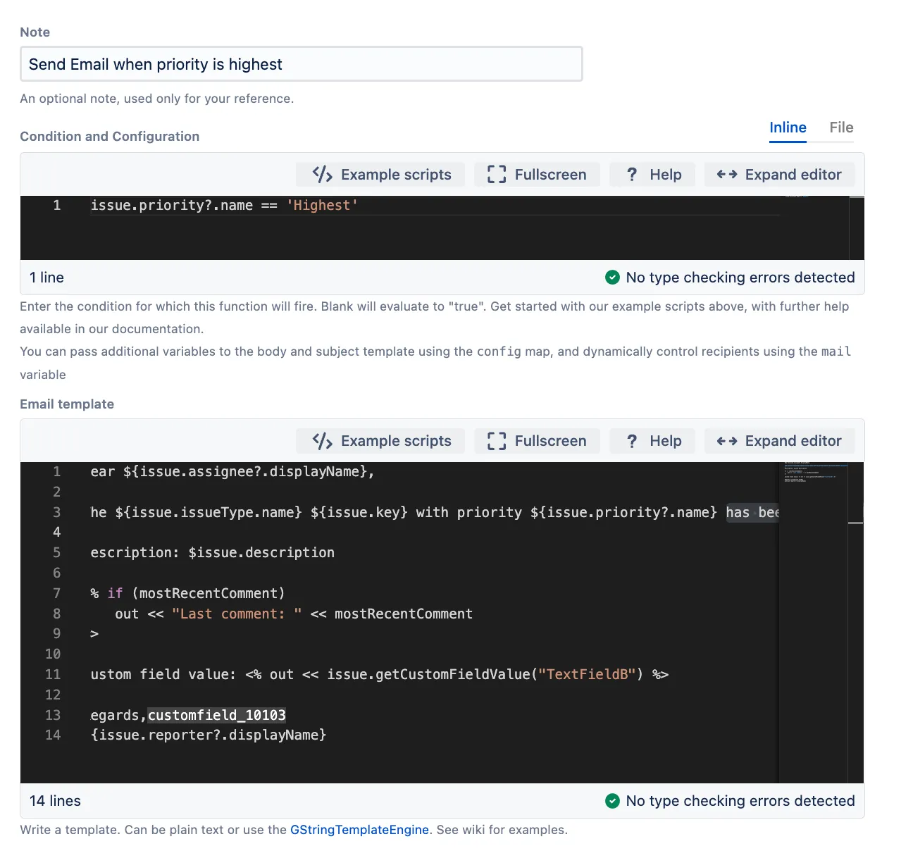 Email template editor.