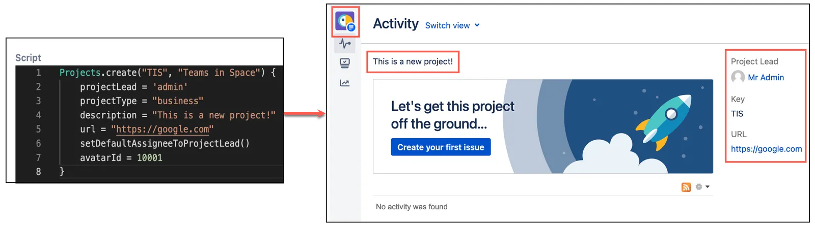 Image showing how to set details when creating a new project