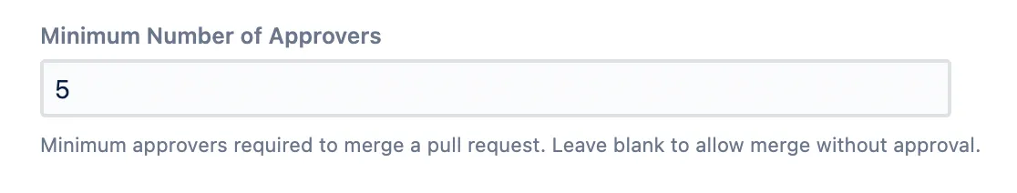 Minimum number of approvers field in the merge check configuration interface