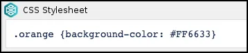 CSS Style Sheet macro showing example CSS that applies an orange background color to a tab using the "orange" class