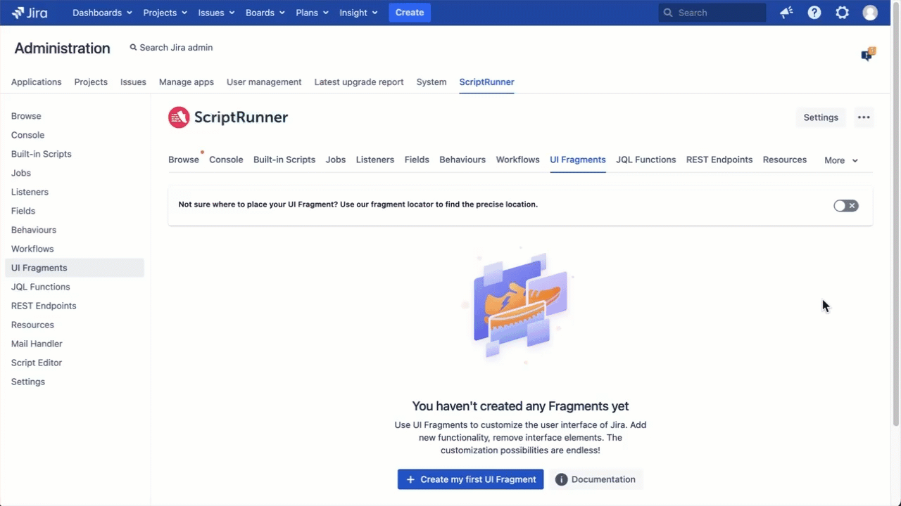 gif showing hot to create UI fragment from a location