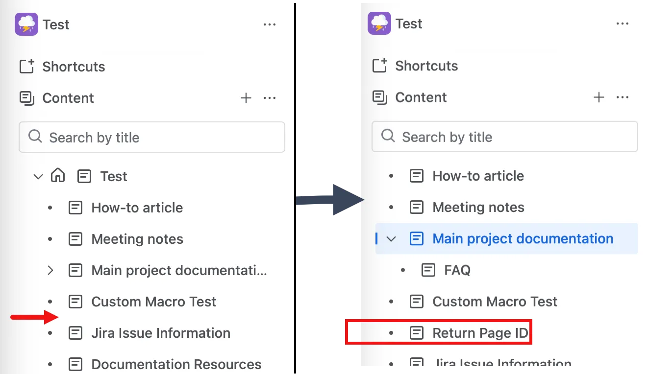 The Return Page ID page shown and then removed from the menu.