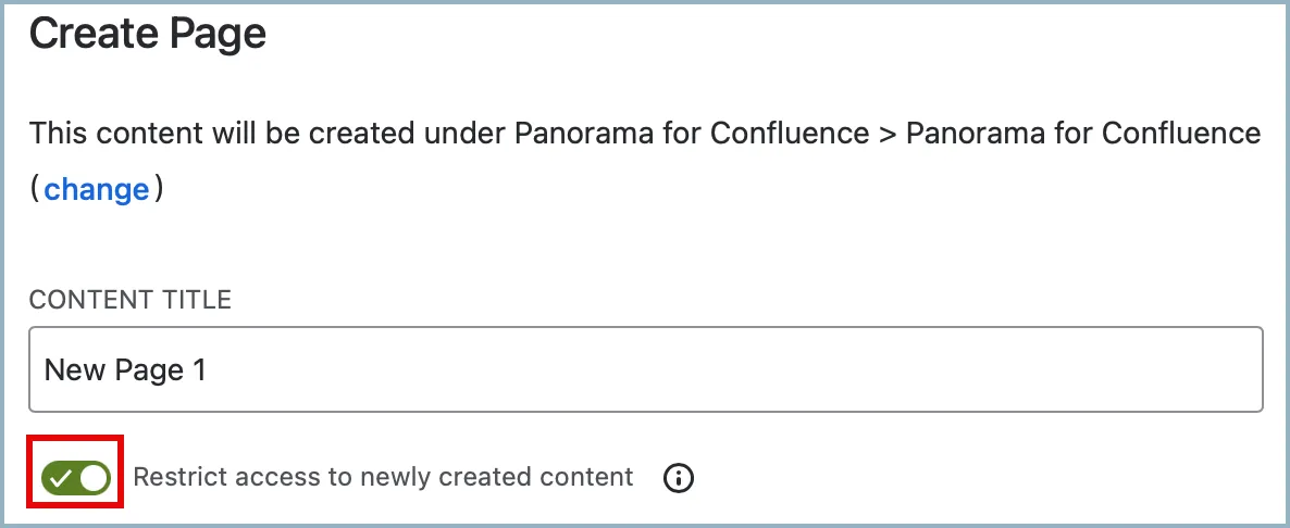 Restrictions toggle enabled to create an unrestricted page.