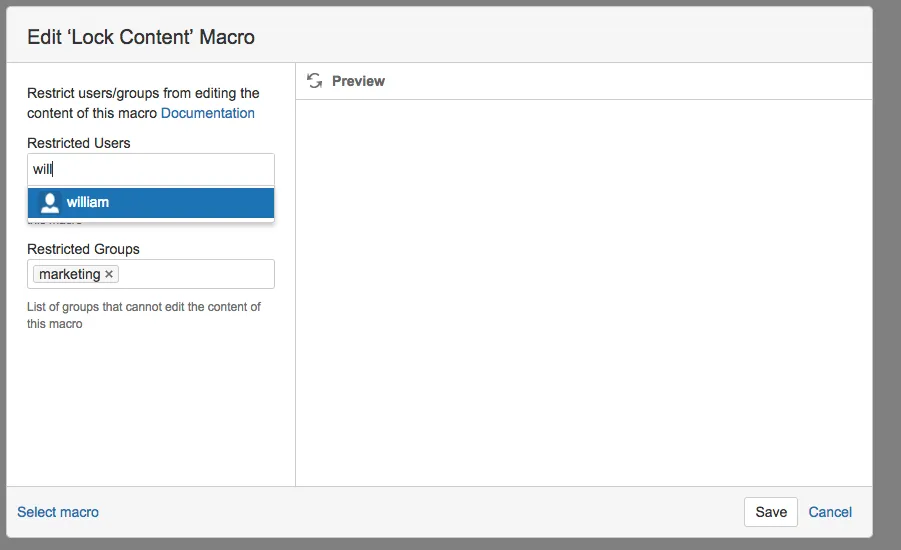 An example Lock Content macro.