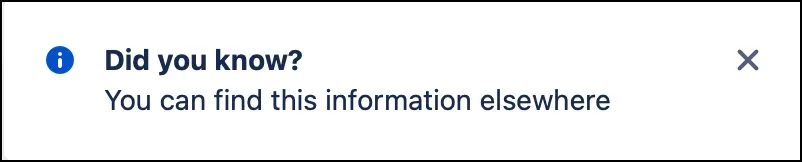 Informational alert banner with blue background and lightbulb icon