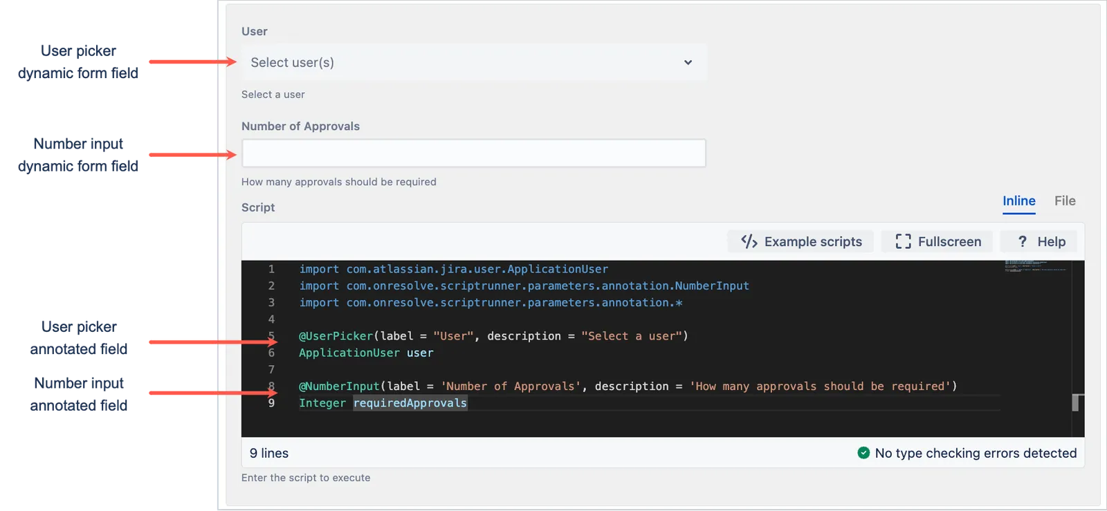 Annotated Dynamic Forms script example
