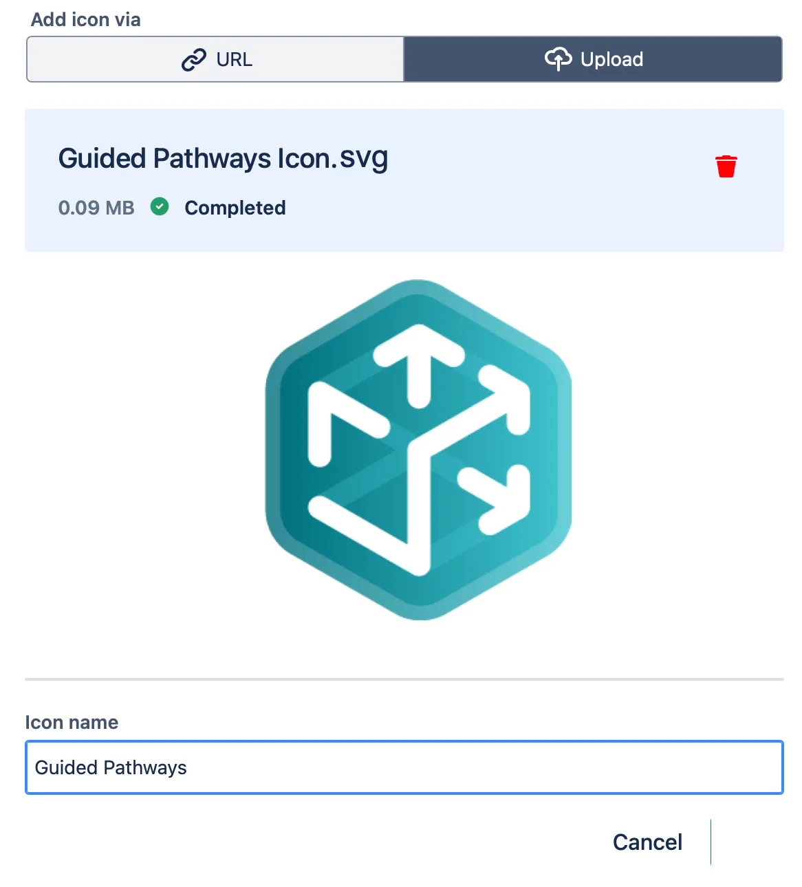 Icon upload complete.