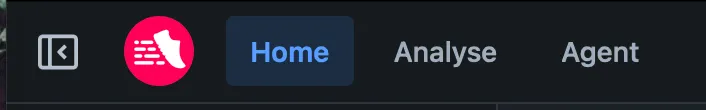 Toolbar with Home, Analyse, and Agent buttons