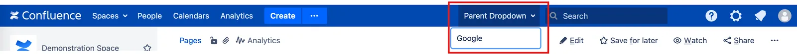 The example dropdown, rendered.