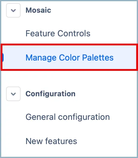 Manage color palette option on administrator setting menu.