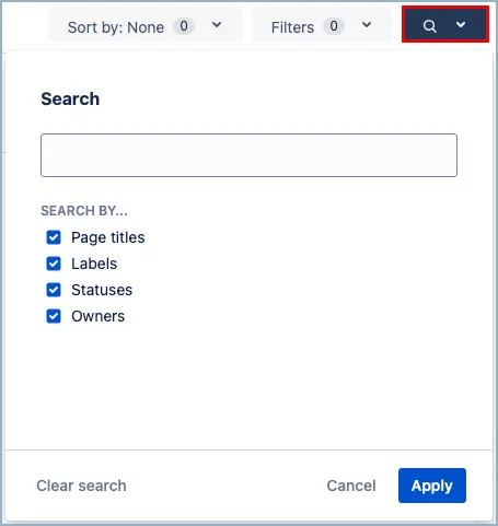 Quick Search icon highlighted at the top of the Space Manager feature page