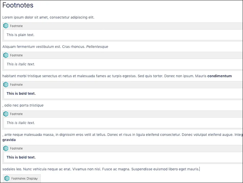 Confluence page in Edit view showing repeated use of the same footnote macro for multiple references