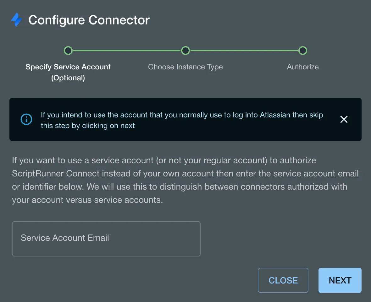 The configure connector dialog, in the add email step.