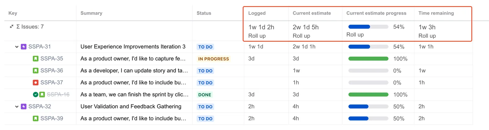 Sample project view showing Version 2.1 progress and expected delivery in about a week