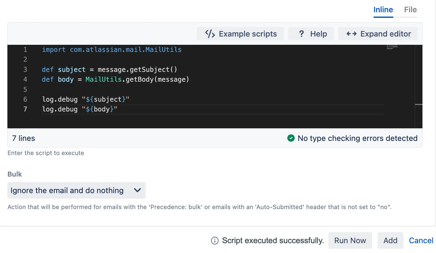 Mail handler test screenshot
