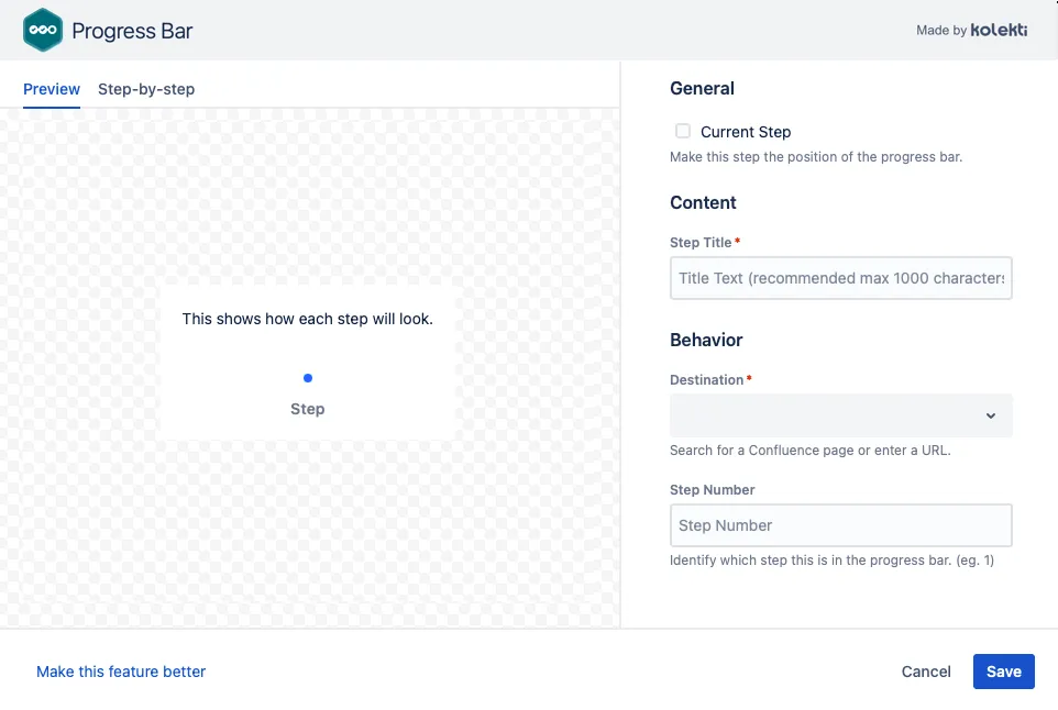 Progress Bar macro selected in the Select Macro dialog in Confluence