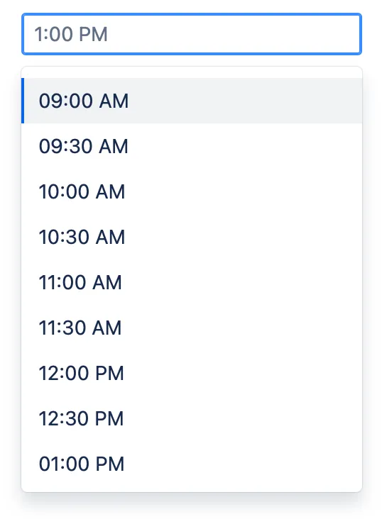 Time picker showing how 12 hour format is shown
