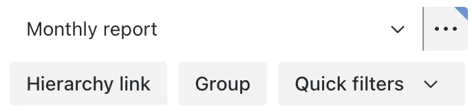 A screenshot showing the top right corner of the ellipsis for the saved view menu turned blue to indicate that there have been changes made to the currently displayed view.