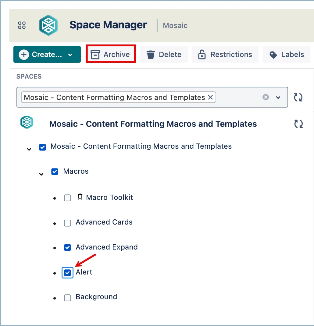 Archive dialog showing selected pages and Apply button