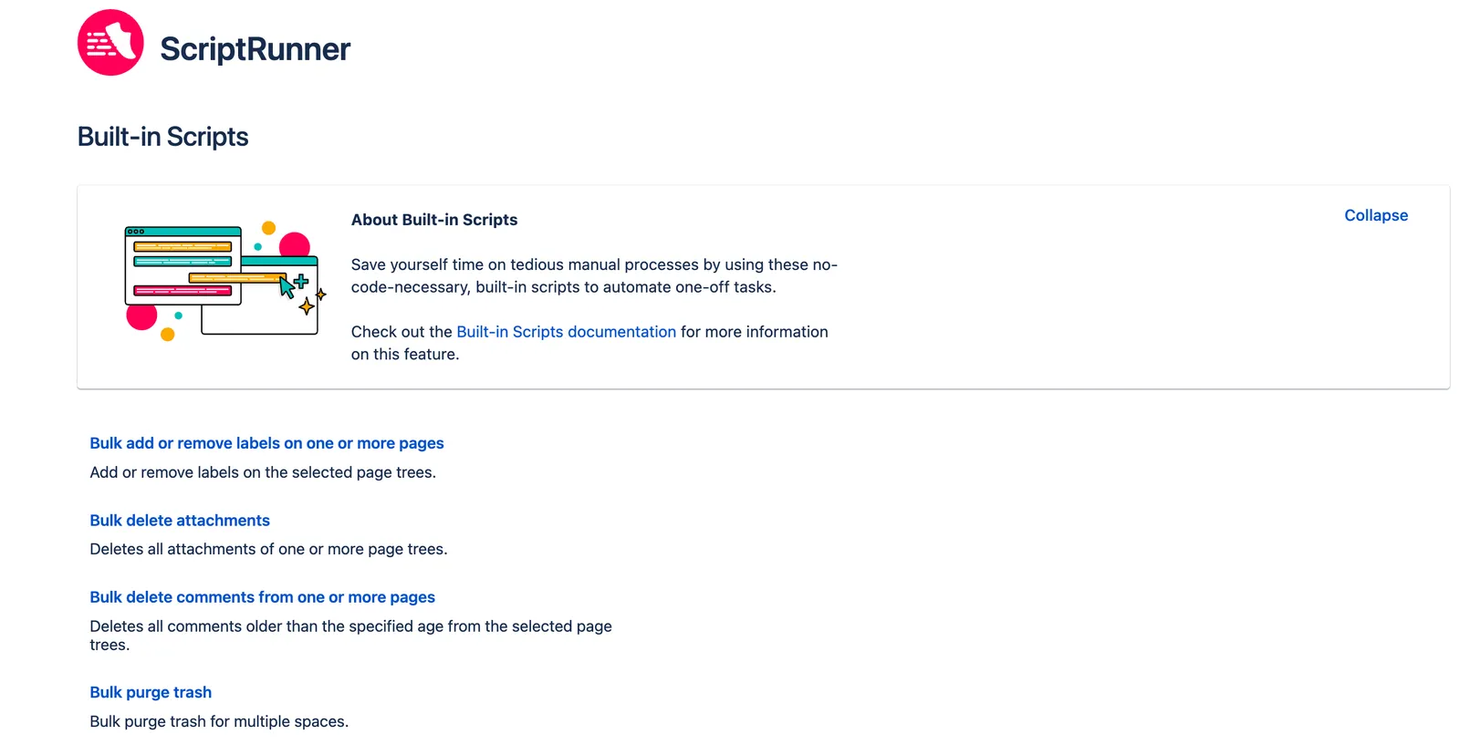 The Built-in Scripts page.