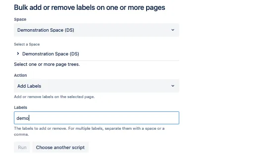 An example Labels field.