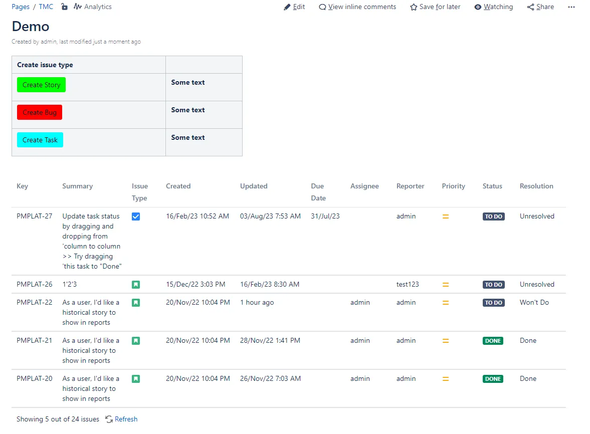Create issue dialog in Jira showing standard fields such as project, issue type, summary, and description