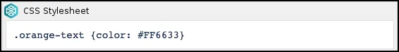 CSS Style Sheet macro showing an orange-text class selector that sets the text color to orange