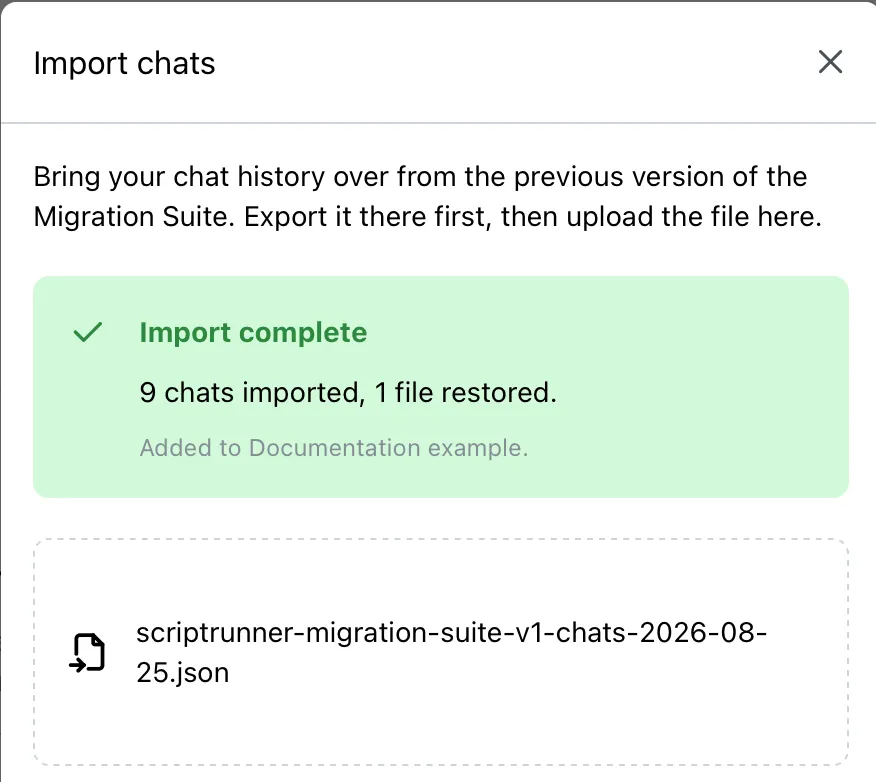 Import complete message
