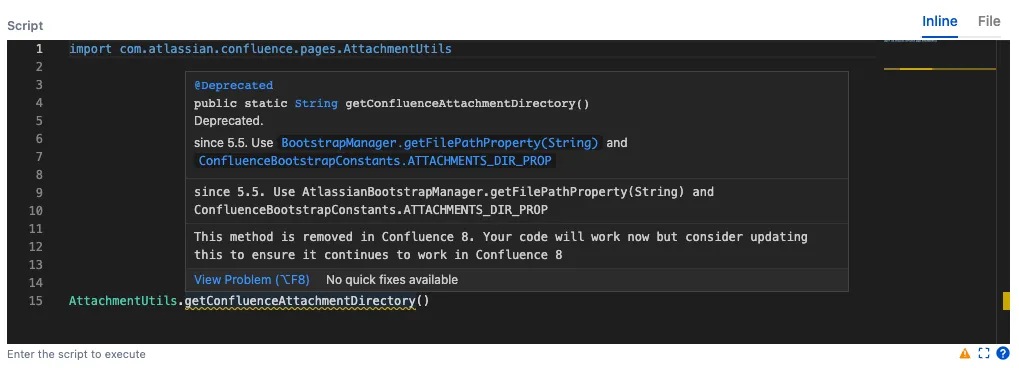 An example deprecated code warning.