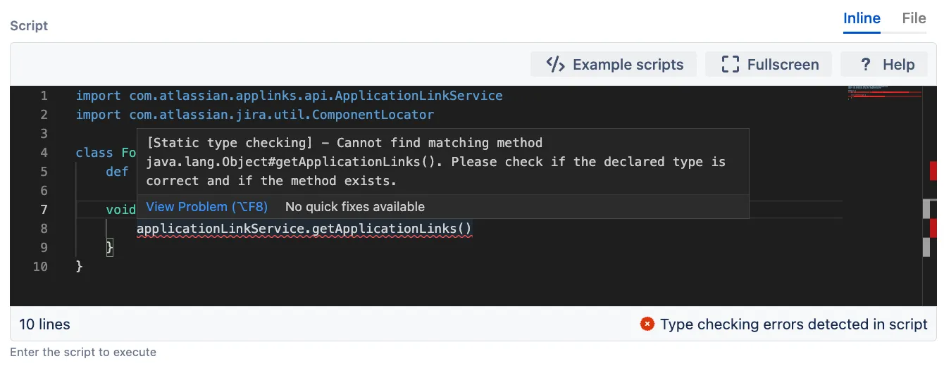 A code example with STC errors.