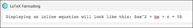 Example of configuring an inline LaTeX equation using single dollar signs in the macro