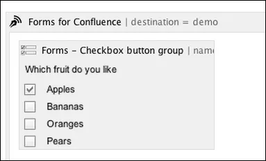 Example graphical placeholder for the Forms - Checkbox Group macro on a Confluence page