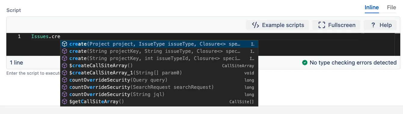An example of the Code Editor's suggestions.