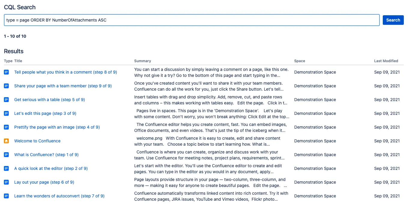 The example search results.